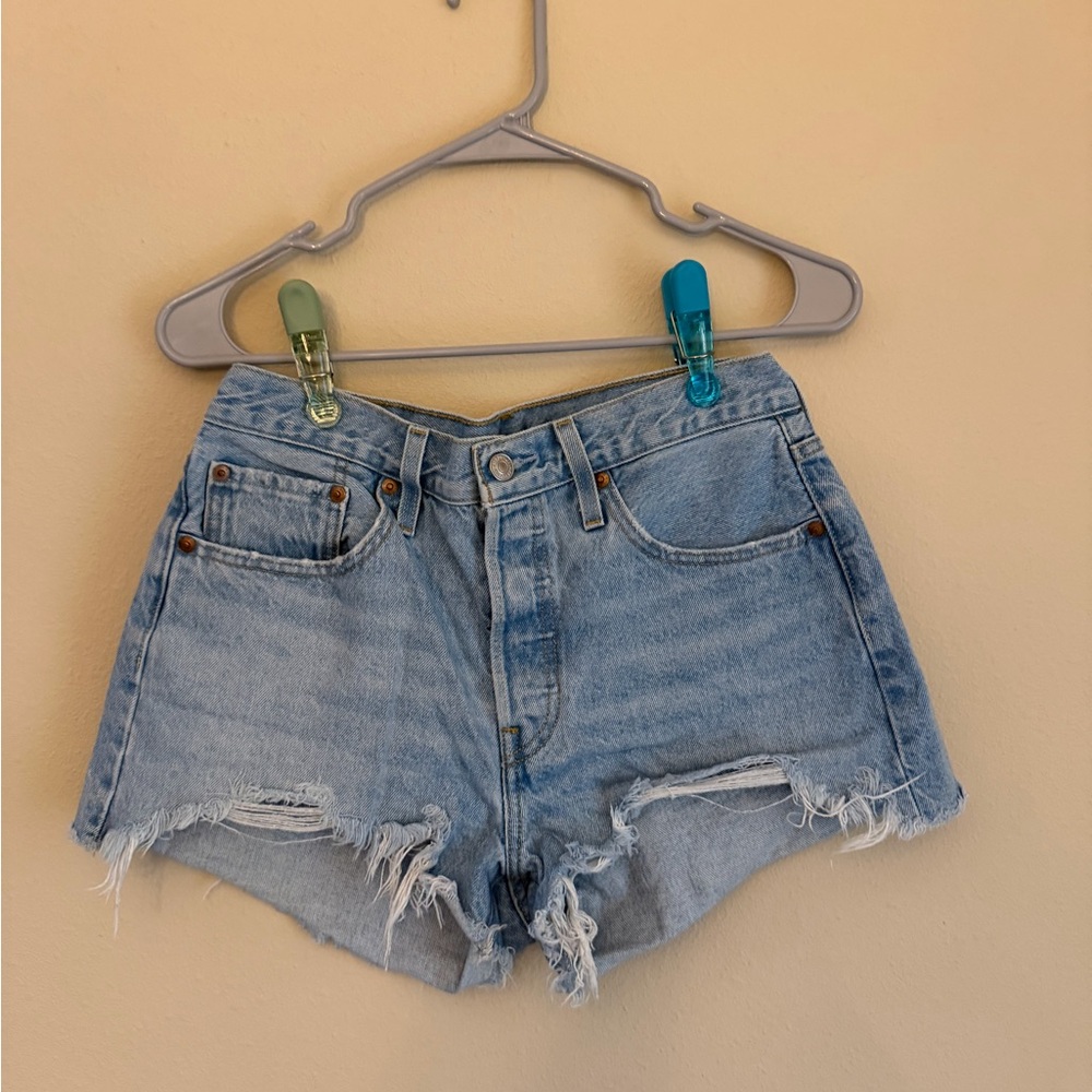 Levi’s Light Blue Distressed Denim Women’s Shorts